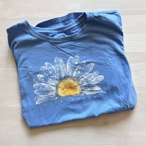 LIFE IS GOOD Women's Watercolor Daisy Crusher Tee sz L